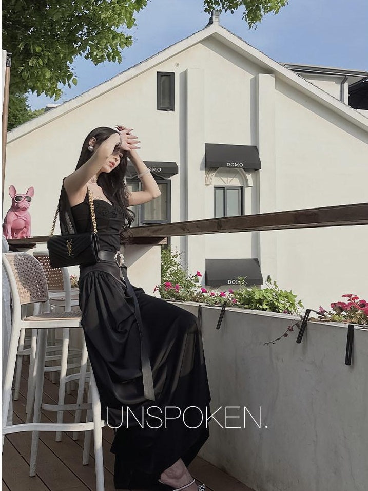 unspoken Flattering Slim Fit Spaghetti Strap Office Viscose Blend Women Maxi Dresses