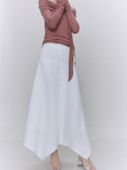 someone sometimes Recycled Viscose Linen Blend High Waist Asymmetric A Line Women Maxi Skirts