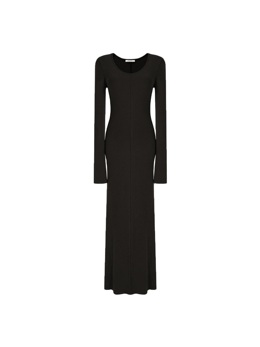 unspoken Breathable Minimalist High Waist Aline Knit Long Sleeve Women Black Maxi Dresses
