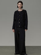 unspoken Soft Fine Knit Two Piece Minimalist Women Black Layered Knitwear Cardigans