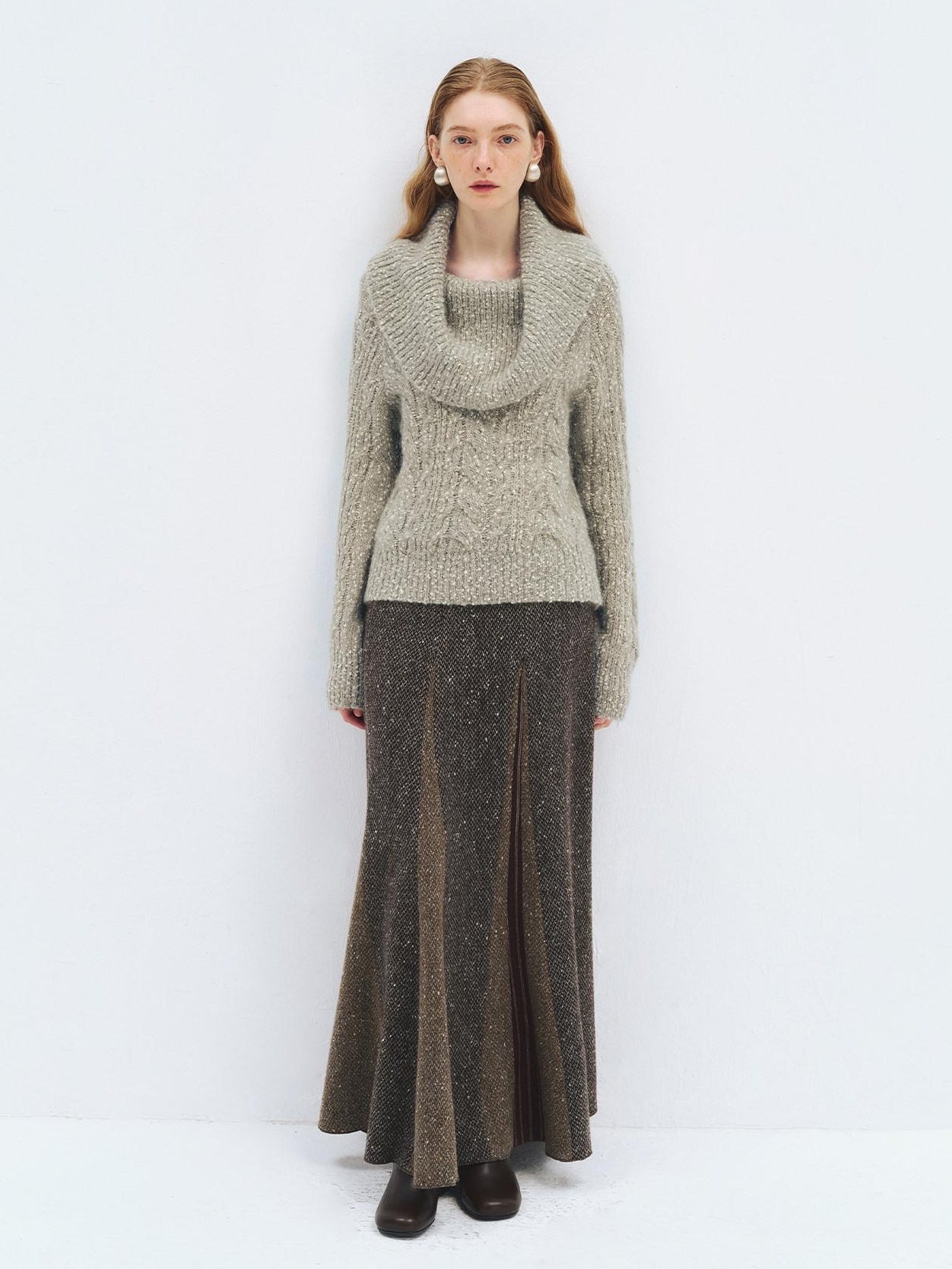someone sometimes Wool Mohair Blend Oversized Casual Knit Pullover Women Dark Mist Green Sweaters