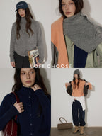 Lofi choose Soft Wool Blend Rolled Edge Loose Office Knit Button Long Sleeve Cardigans