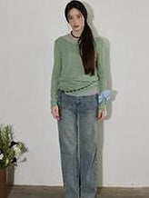 Lofi choose Breathable Oversized Commuter Office Top Green Brown Long Sleeve T-Shirts
