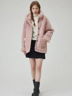 fano Warm Wool Blend Hooded Loose Patchwork Womens Commuter Long Coats