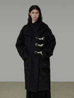 unspoken Warm Thick Long Single Breasted Black Loose Fit Minimalist Office Wool Coats