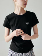 fano Lyocell Stretch Slim Fit Korean Office Black Round Neck Short Sleeve T-Shirts