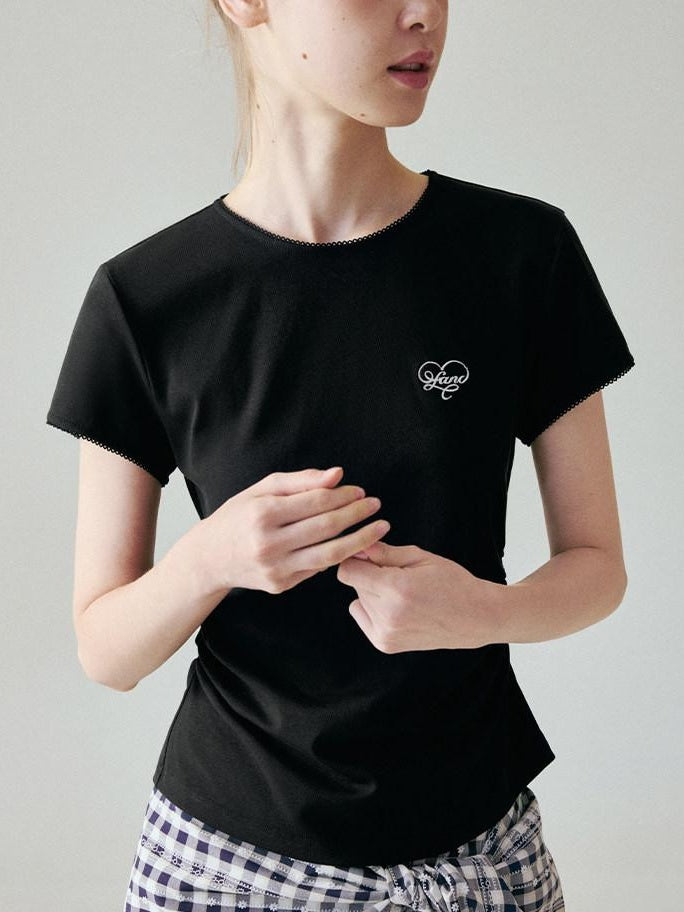fano Lyocell Stretch Slim Fit Korean Office Black Round Neck Short Sleeve T-Shirts