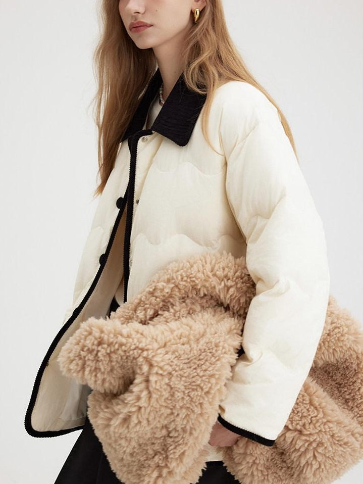fano 90 Percent White Duck Down Minimal Commuter Straight Colorblock Down Jackets