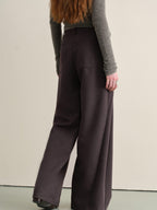 someonesometimes Wrinkle Resistant Minimal Workwear Natural Waist Women Purple Straight Pants