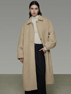 unspoken Thick Minimalist Loose Fit Structured Cut Office Light Camel Long Coats