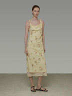 unspoken Office Minimalist Floral Cami A Line Natural Waist Tencel Maxi Dresses