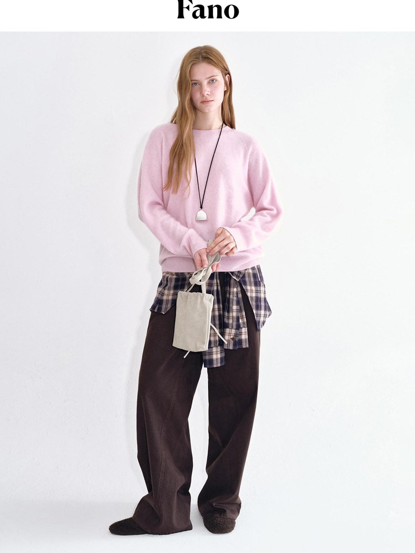 fano Breathable Pure Cotton Straight Leg Natural Waist Women Brown Sweatpants