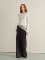 someonesometimes Wrinkle Resistant Minimal Workwear Natural Waist Women Purple Straight Pants