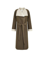 unspoken Minimalist Office Loose Longline Poly Blend Women Green Trench Coats