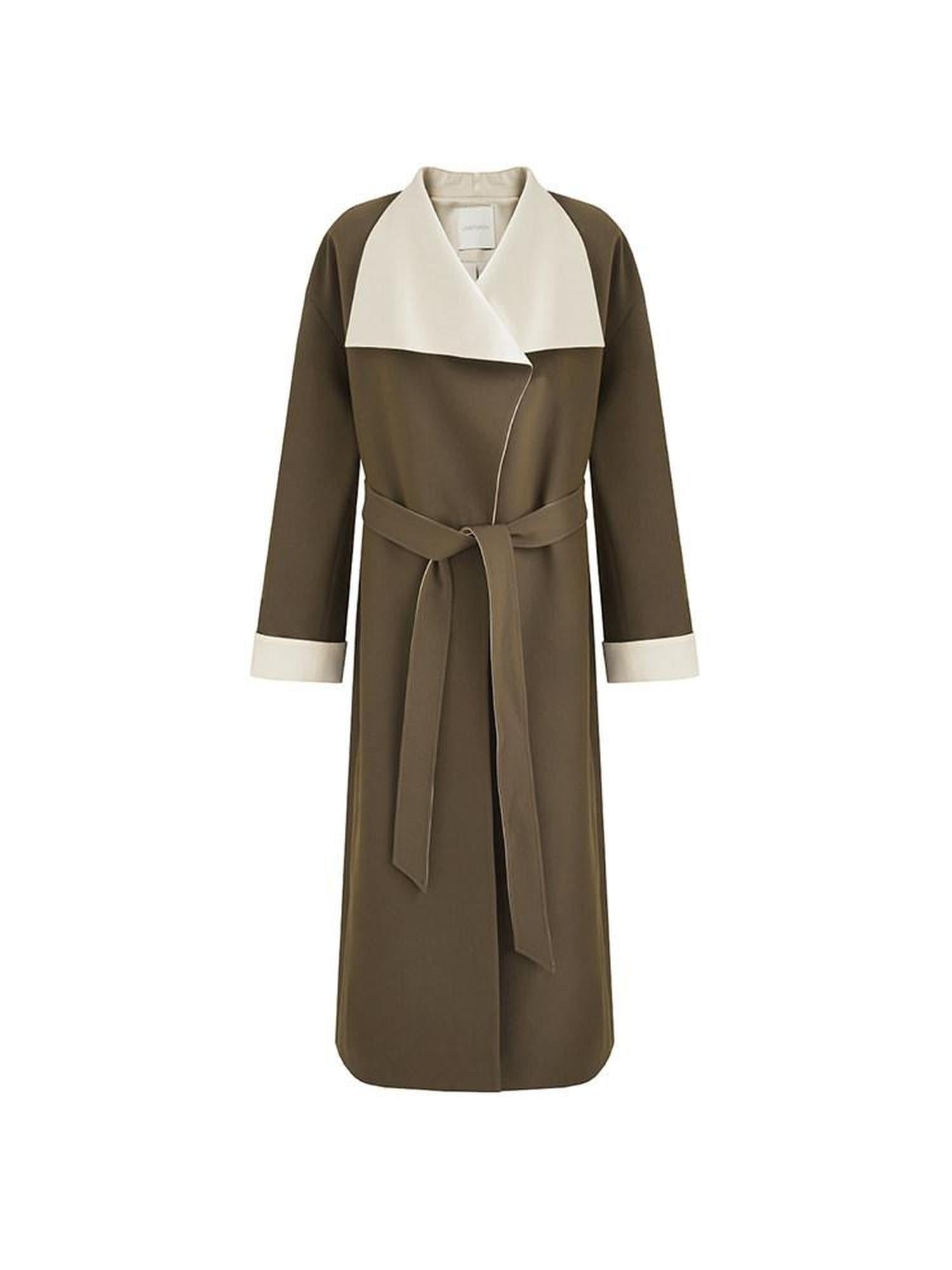 unspoken Minimalist Office Loose Longline Poly Blend Women Green Trench Coats