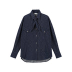audreyyang_Bow_Detail_Loose_Fit_Casual_Women_Daily_Polka_Dot_Cotton_Denim_Jackets_MISSTT