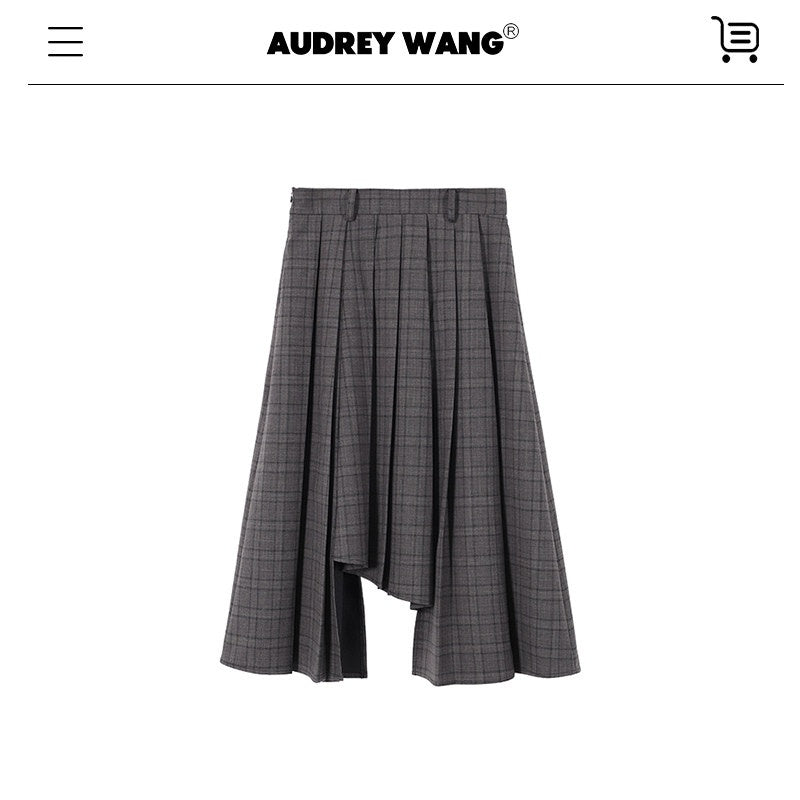 audreyyang_Double_Breasted_Vintage_Loose_Fit_Lapel_Gray_Check_Commuter_Women_Blazers_MISSTT