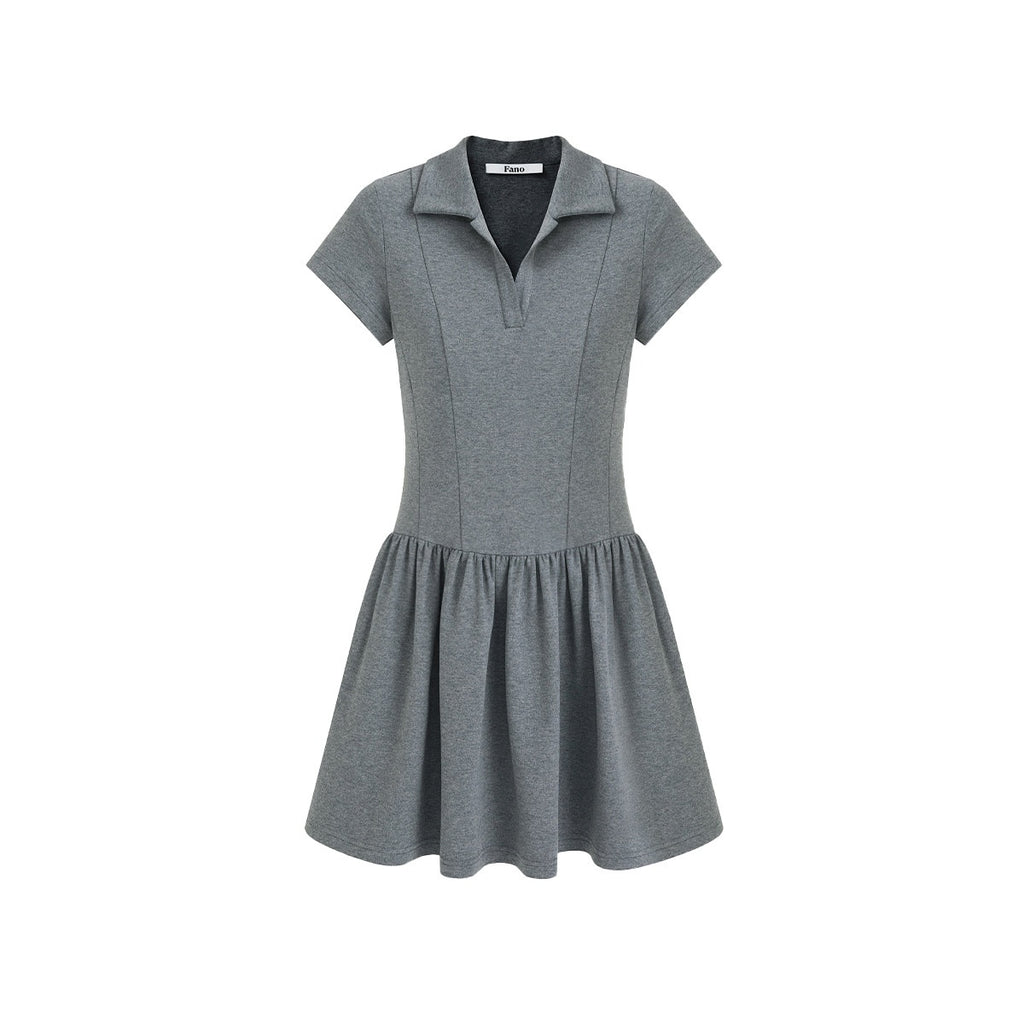 fano_Soft_Cotton_Vintage_Polo_Collar_A_Line_Natural_Waist_Girl_Deep_Gray_Midi_Dresses_MISSTT