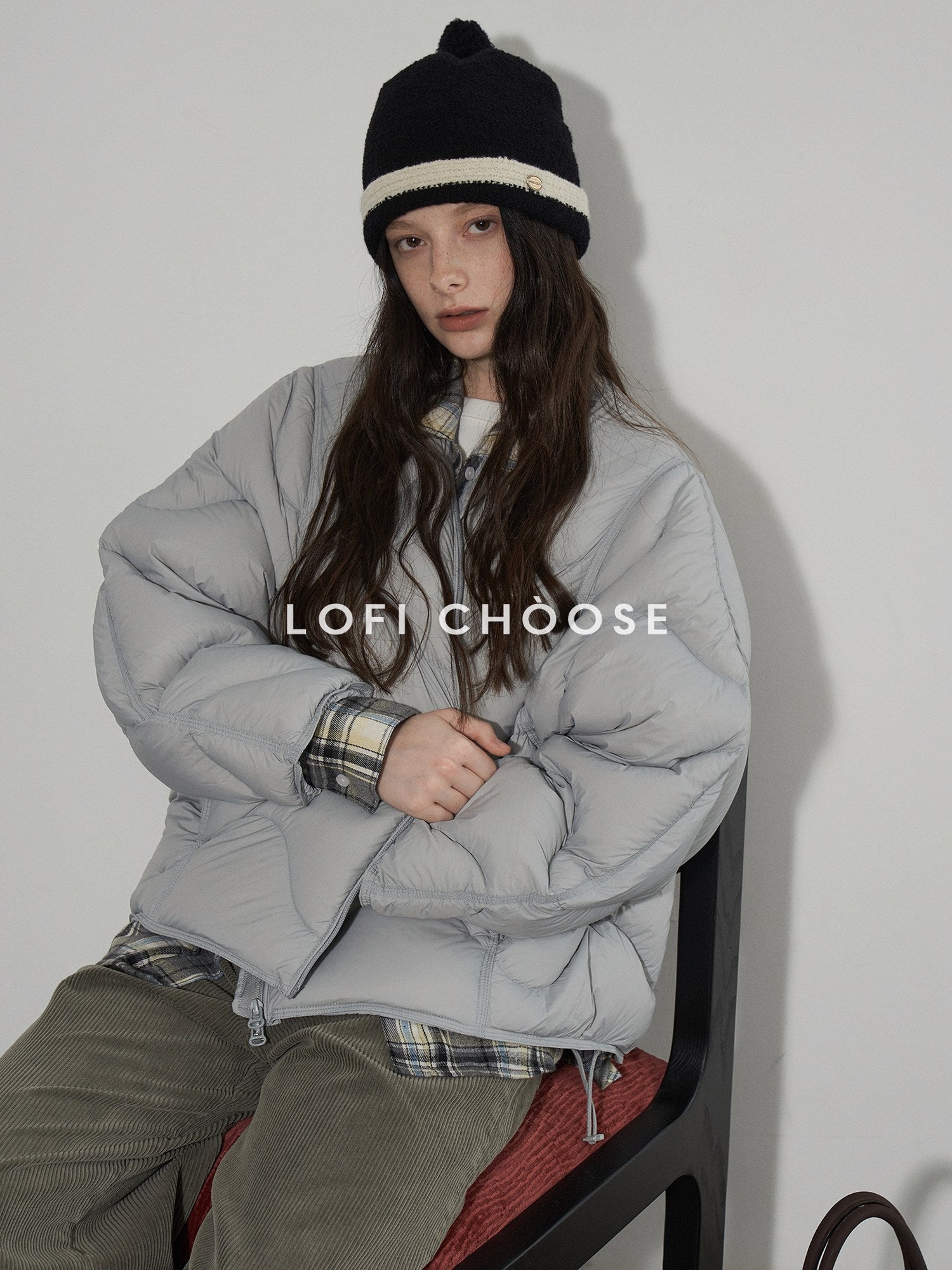 Lofi choose Ultra Warm 90 Percent White Duck Down Loose Commuter Wavy Zip Down Jackets