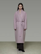 unspoken Cozy Thick Lambswool Midlength Loose Fit Minimalist Commuter Lavender Wool Coats