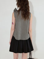 fano Viscose Lyocell Plaid Sleeveless Loose Pullover Korean Workwear Women Blouses