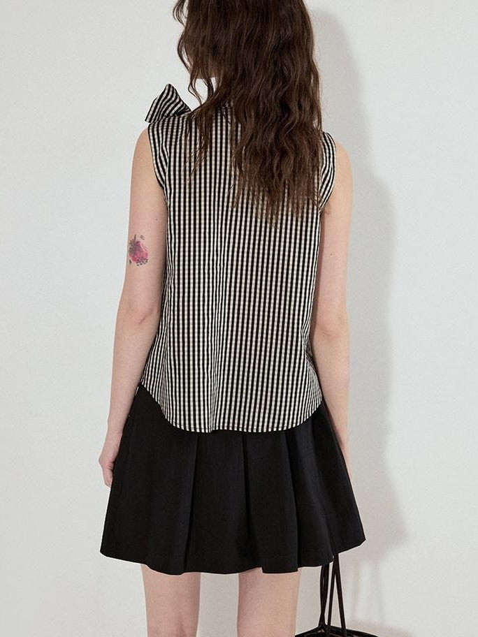 fano Viscose Lyocell Plaid Sleeveless Loose Pullover Korean Workwear Women Blouses