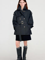 fano Double Breasted Mid Length Loose Fit Korean Commuter Women Classic Trench Coats