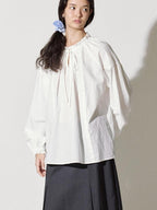 fano Breathable Lyocell Cotton Loose Round Neck Korean Long Sleeve White Blouses