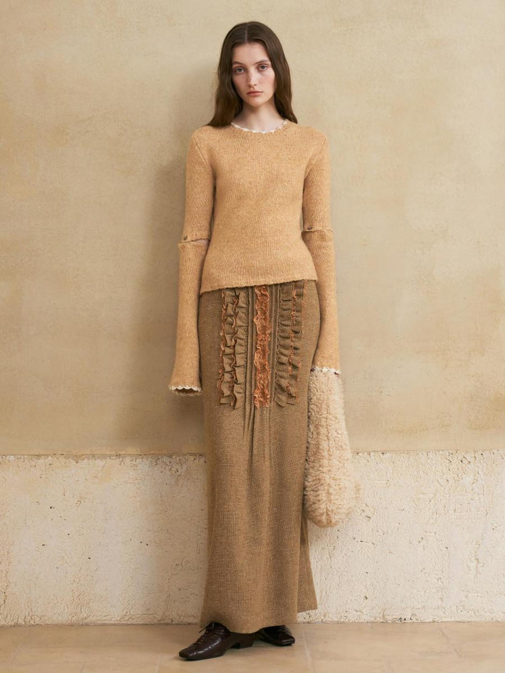 someonesometimes Wool Blend Lined Vintage Straight Mid Hidden Zip Casual Women Maxi Skirts
