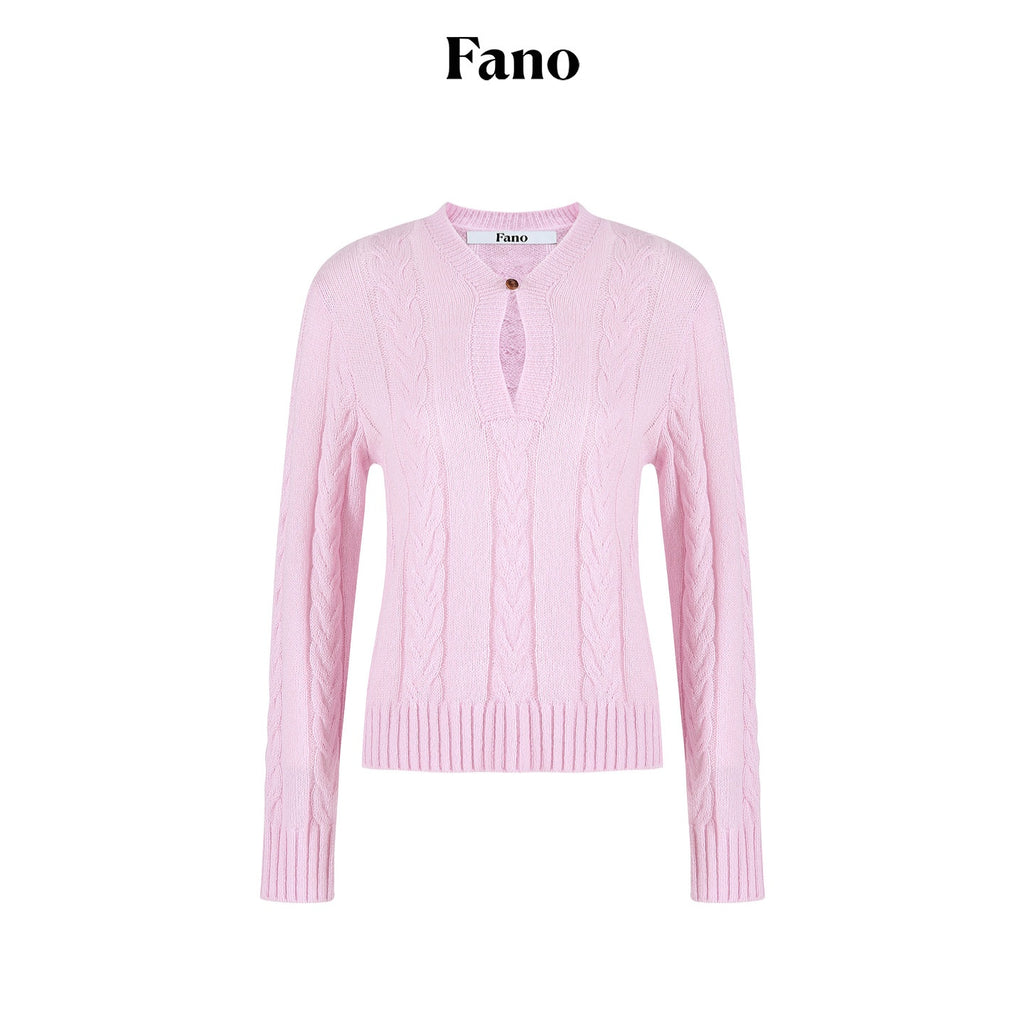 fano_Warm_V-neck_Button_Detail_Minimal_Commuter_Fit_Pink_Women_Acrylic_Blend_Sweaters_MISSTT