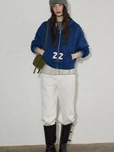 Lofi choose Hooded Zip Front Relaxed Fit Office Women Deep Purple Blue Cropped Jackets