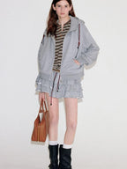 fano Two Piece Zip Up Oversized Long Sleeve Women Midweight Heather Grey Hoodie