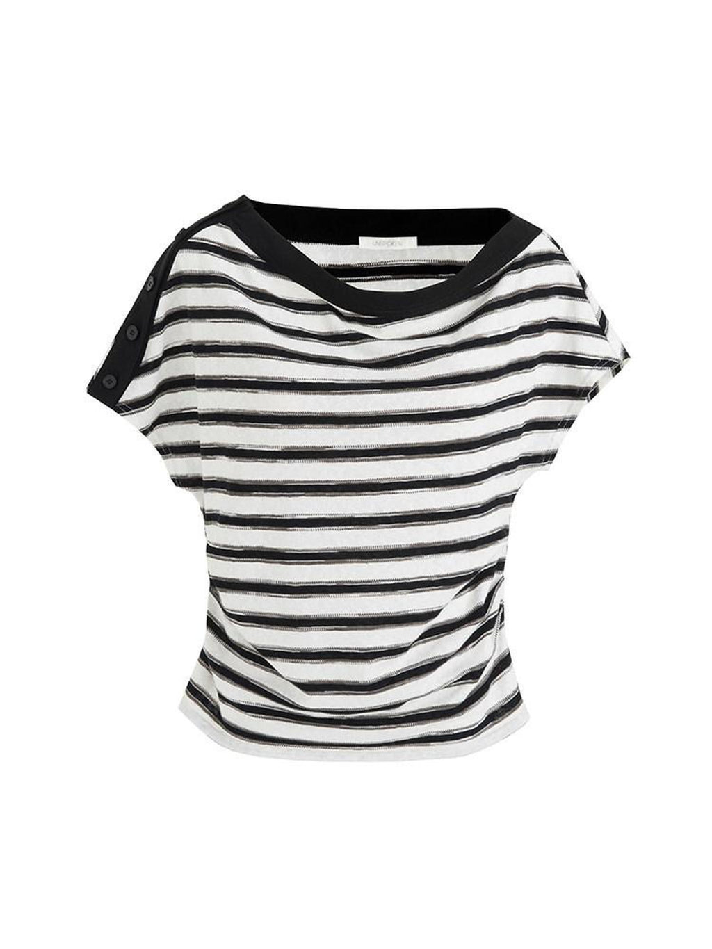 unspoken Soft Cotton Knit Striped Loose Minimalist Women Bardot Off Shoulder Crop Tops