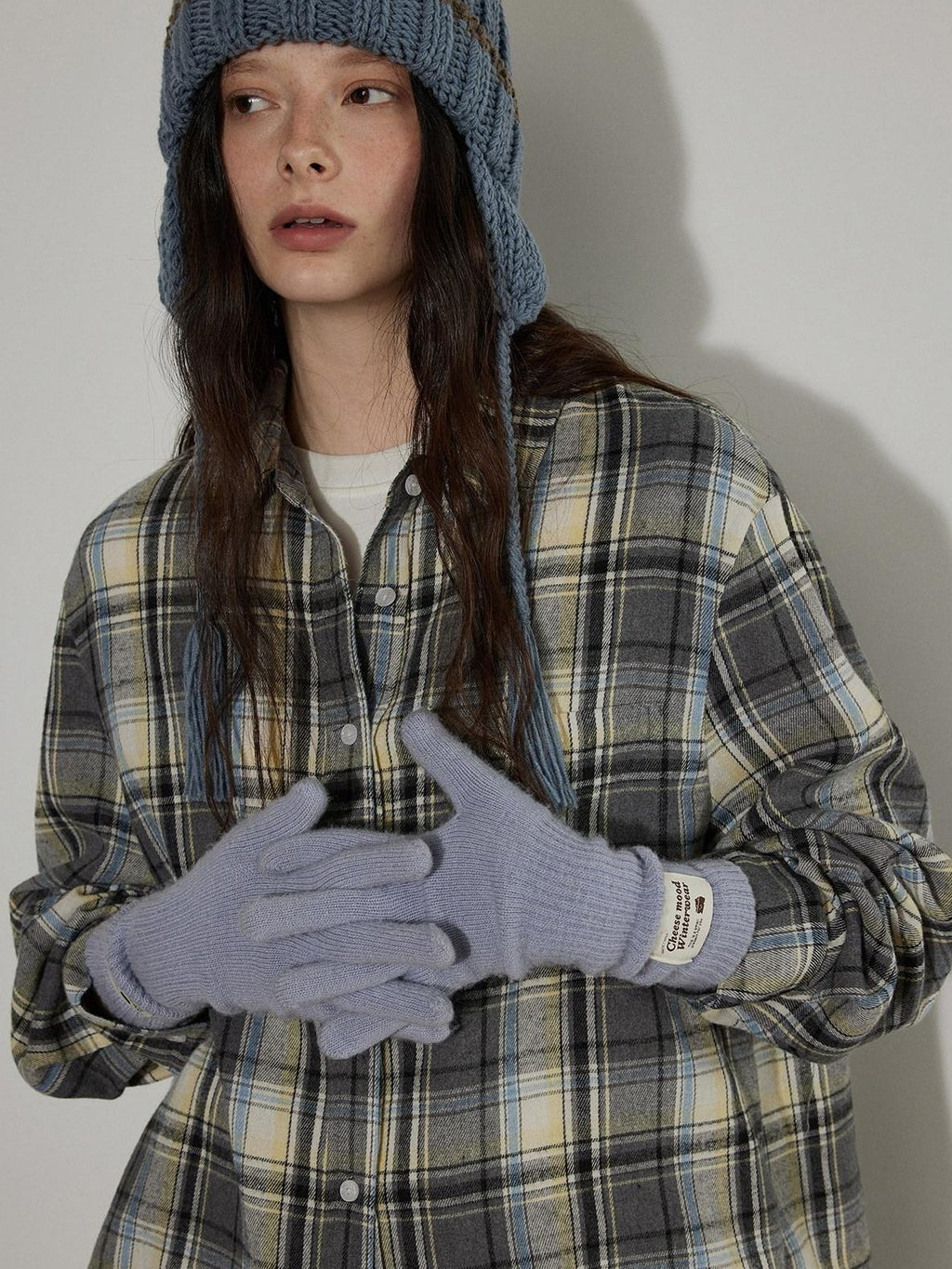 Lofi choose Loose Fit Plaid Button Front Collared Long Sleeve Commuter For Women Shirts