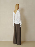 someonesometimes Cooling French Loose Round Neck Sparkle White Nylon Long Sleeve Blouses