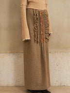 someonesometimes Wool Blend Lined Vintage Straight Mid Hidden Zip Casual Women Maxi Skirts