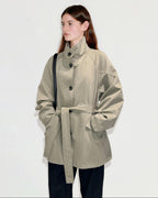 fano Pure Cotton Loose Korean Commuter Single Breasted Women Khaki Grey Trench Coats