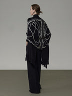 unspoken Soft Acrylic Fringed Rectangular Warm Women Black Gray Scarves