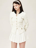 ikyou Warm Cotton Slim Embroidered Pocket Office Long Sleeve Button Solid Blouses