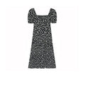 fano_Black_Floral_Puff_Sleeve_V-neck_High_Waist_A_Line_Office_Chic_Midi_Dresses_MISSTT