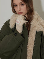 Lofi choose 90% White Duck Down Thick Hoodless Commuter Regular Fit Green Down Jackets