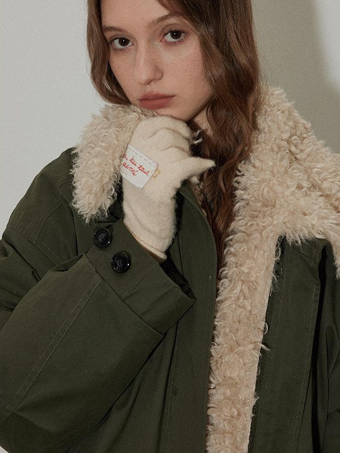 Lofi choose 90% White Duck Down Thick Hoodless Commuter Regular Fit Green Down Jackets