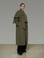 unspoken Sculpted 3D Tailoring Relaxed Minimal Commuter Office Dark Green Wool Coats