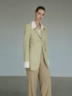 unspoken Streamlined Slim Fit Sage Green Notch Lapel Single Breasted Office Women Blazers