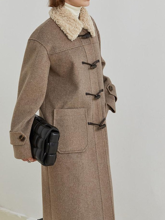 fano Warm Thick Mid Length Stand Collar Straight Commuter Young Women Wool Coats