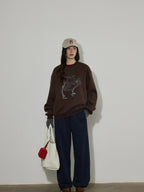 Lofi choose High Waist Casual Loose Straight Leg Women Navy Wide Leg Pants