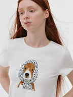 fano Soft Cotton Korean Slim Round Neck Animal Print Women Short Sleeve T-Shirts