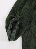 audreyyang Shape Retain Loose Snake Print Dark Green Recycled Viscose Women Wide Leg Pants
