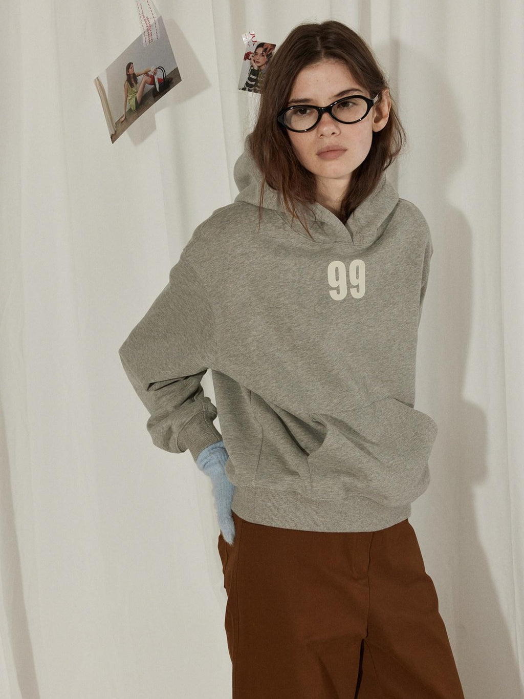 Lofi choose Loose Fit Oversized Hooded Long Sleeve Commuter Casual Purple Gray Hoodie