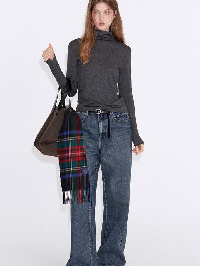 fano Cotton Cashmere Blend Slim Fit Casual High Neck Women Knit Pullover Sweaters